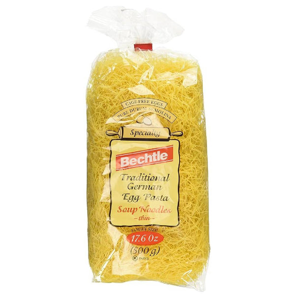 Bechtle German Egg Noodles – Thin Traditional Style Pasta Made with Eggs, Authentic European Noodles for Soups and Side Dishes, 17.6 oz Bag