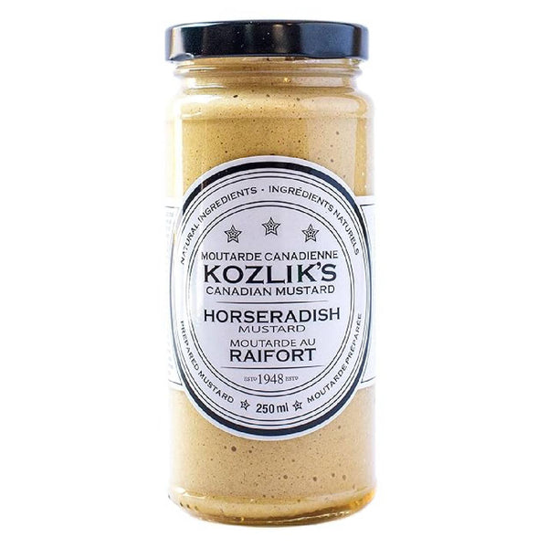 Kozliks Horseradish Mustard – Hot and Spicy Brown Yellow Dijon Style with Natural Ingredients, Gluten Free Non-GMO Mustard, 8 oz Jar