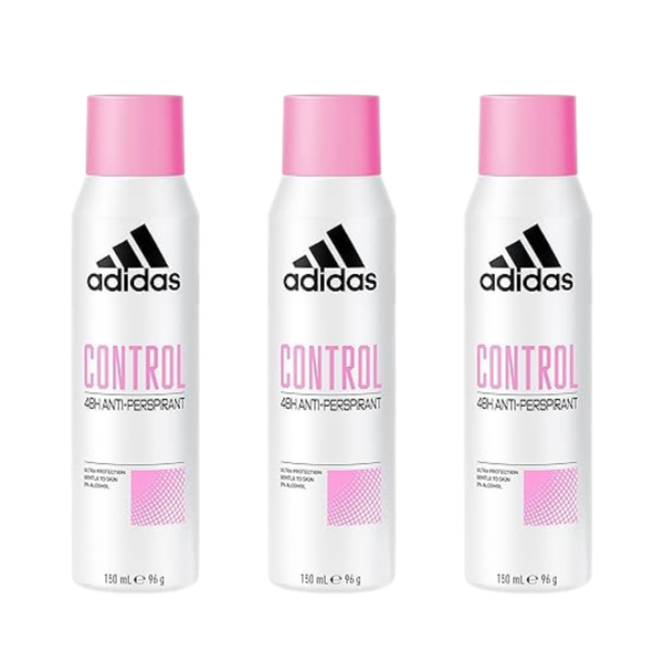 Adidas Women’s Control Cool & Care Deodorant Spray 48H Anti-Perspirant 150 ml – Long-Lasting Freshness & Sweat Protection – Gentle Skin Formula - 3 Packs