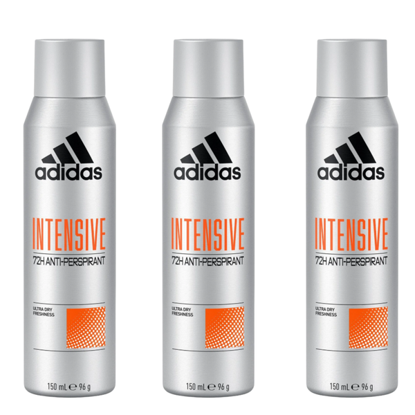 Adidas Men’s Body Spray Intensive 150 ml – Long-Lasting Freshness & Odor Protection – Sporty Fragrance for Active Men -  3 Packs