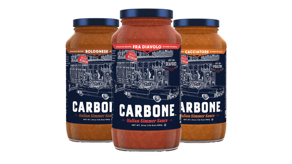 Carbone Italian Simmer Sauce Variety Pack 3x24oz - three jars front label