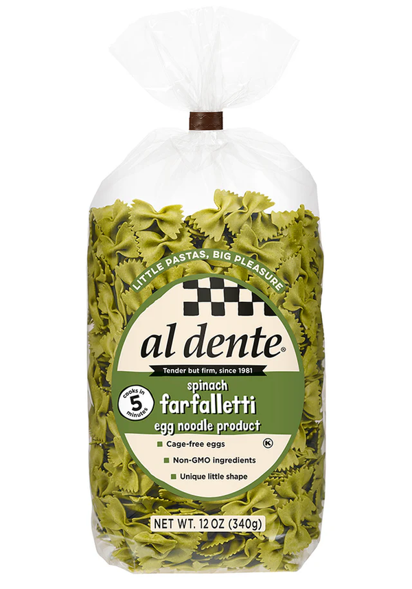 Al Dente Spinach Farfalletti Egg Noodles, 12 oz