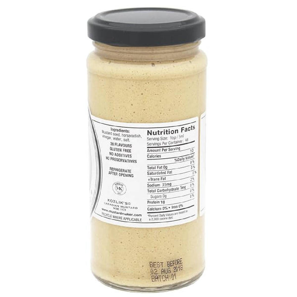 Kozliks Horseradish Mustard – Hot and Spicy Brown Yellow Dijon Style with Natural Ingredients, Gluten Free Non-GMO Mustard, 8 oz Jar
