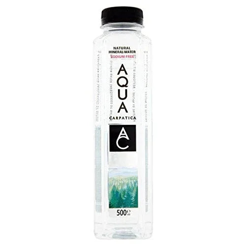 Aqua Carpatica natural mineral water 500ml clear bottle with black cap