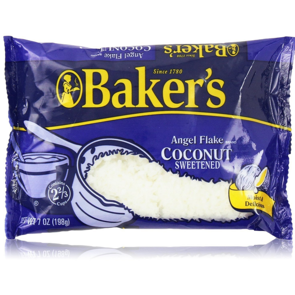 Baker’s Angel Flake Sweetened Coconut, 7 oz (Pack of 2) – Finely Shredded Sweet Coconut for Baking & Desserts