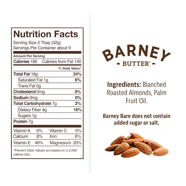 Barney Butter Bare Crunchy Almond Butter nutrition facts and ingredients