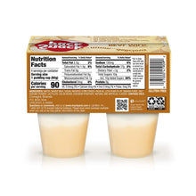 Nutrition facts label on a pack of Snack-back banana pudding cups, gluten free.