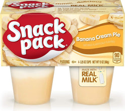 Snack Pack Banana Cream Pie pudding cups made with real milk.