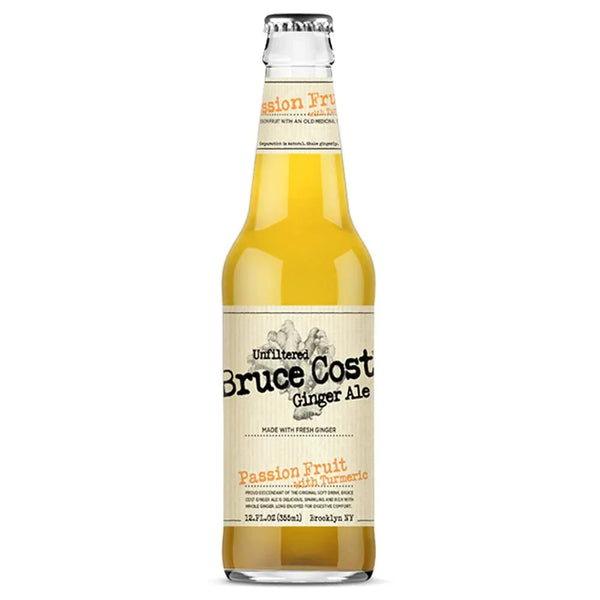 Bruce Cost Ginger Ale Passion Fruit with Turmeric, Craft Sparkling Ginger Beverage, 12 fl oz - Real Prime Deals