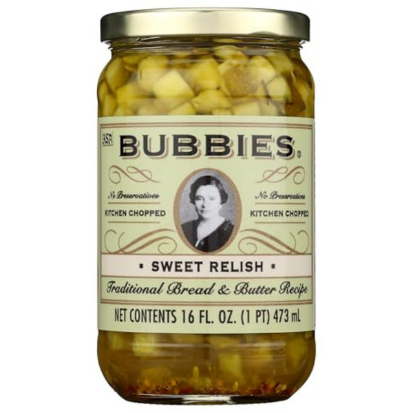 BUBBIES Sweet Relish, 16 oz (Pack of 6) – Naturally Fermented, Old-Fashioned Recipe, No Artificial Preservatives