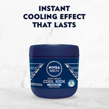 NIVEA Men Cool Kick Body Cream 13.5 fl oz (400 mL) - jar front with 48h moisture claim