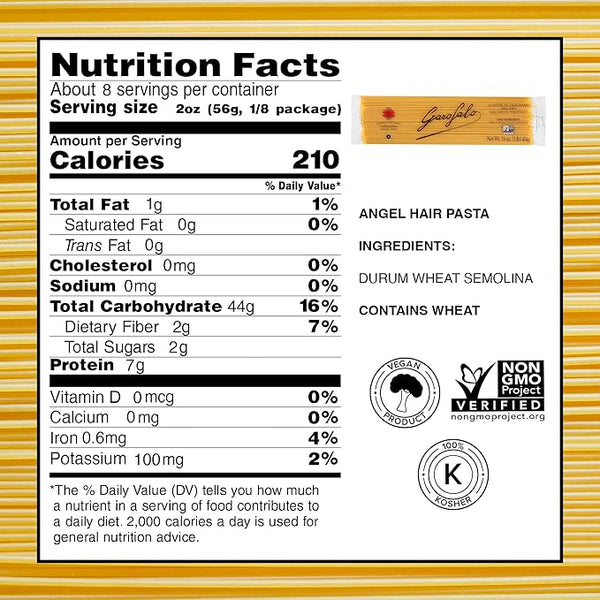 Garofalo – Premium Durum Wheat Semolina Capellini, Angel Hair Pasta, Italian Made, Bronze-Drawn, Al-Dente, One-Ingredient Pasta (4 pack)