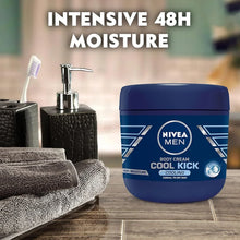 NIVEA Men Cool Kick Body Cream 13.5 fl oz (400 mL) - jar label 48H intensive moisture