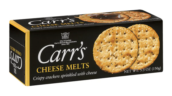 Carr's Cheese Melts Crackers 5.3 oz - crispy crackers sprinkled with cheese