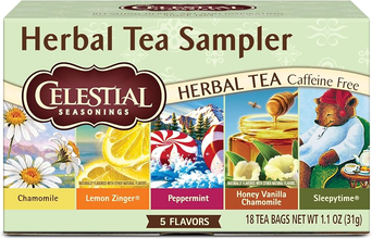 Celestial Seasonings Herbal Tea Sampler caffeine-free variety, 18 tea bags, 1.1 oz