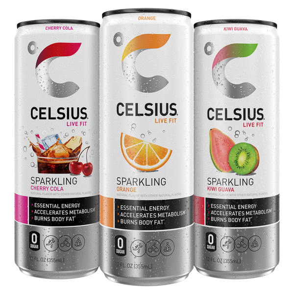 Example CELSIUS energy drink flavors that may appear in a random variety pack