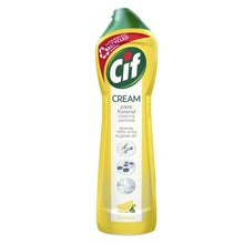 Cif Cream Lemon cleaner with natural particles, recycled plastic bottle, removes tough dirt