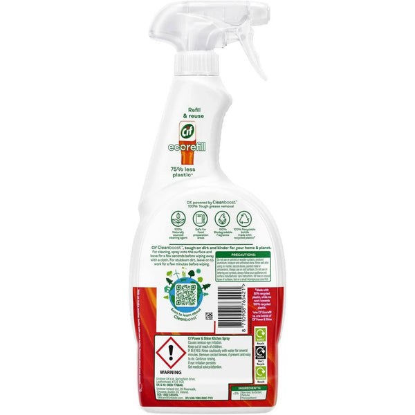 Cif EcoRefill kitchen spray bottle, refill & reuse, 75% less plastic, tough grease removal