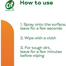 Cif Cleanboost cleaning instructions: spray, wait, wipe for tough dirt — easy home cleaning guide
