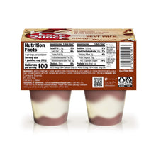 Snack Pack pudding cups with detailed nutrition facts label and gluten-free certification.