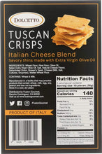 Dolcetto Tuscan Crisps Italian Cheese Blend nutrition label