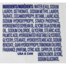 Dove Sensitive Skin Hypoallergenic Body Wash ingredients label