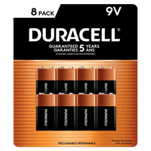Duracell 9V alkaline batteries 8 pack front package