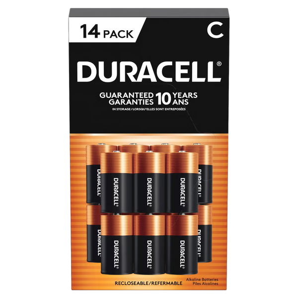 Duracell C alkaline batteries 14 count front package