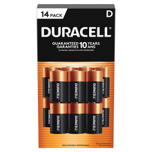 Duracell D alkaline batteries 14 count front package