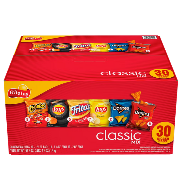 Frito-Lay Classic Mix 30 Count 52.5 oz - assorted snack bags front