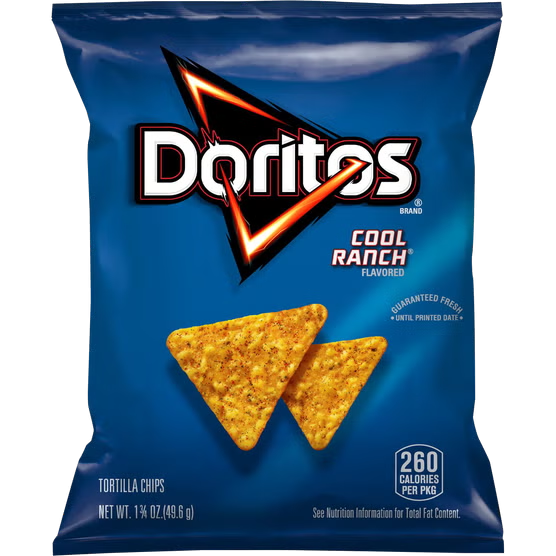 Doritos Cool Ranch Tortilla Chips 1.75 oz - original individual snack bag
