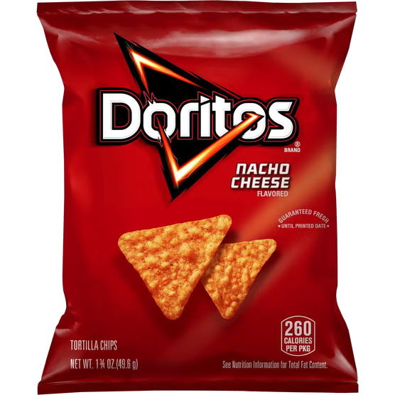 Doritos Nacho Cheese Tortilla Chips 1.75 oz individual snack bag