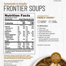 Frontier Soups Chicago Bistro French Onion Soup Mix 4.75 oz - nutrition and ingredient label