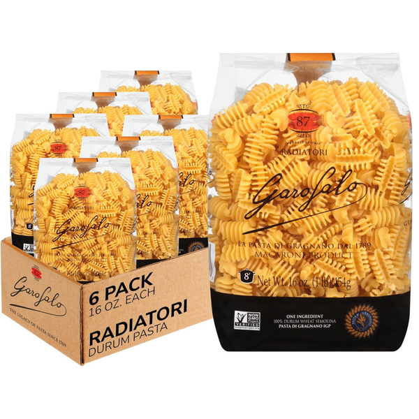 Garofalo - Premium Durum Wheat Semolina Radiatori Pasta Italian Made, Bronze-Drawn, Al-Dente, One-Ingredient Pasta (6 pack)