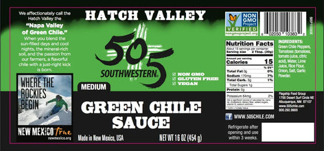 505 Southwestern Green Chile Sauce Medium jar label