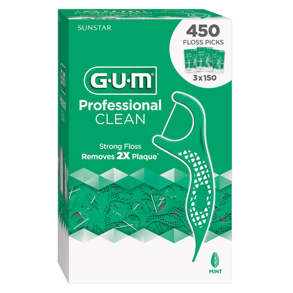 GUM Professional Clean mint floss picks 450 count front