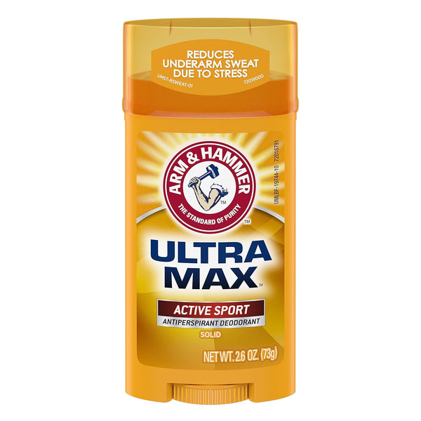 Arm & Hammer Ultramax Deodorant Stick Active Sport 2.6 oz – Long-Lasting Odor Protection – Fresh Masculine Scent -  3 Packs