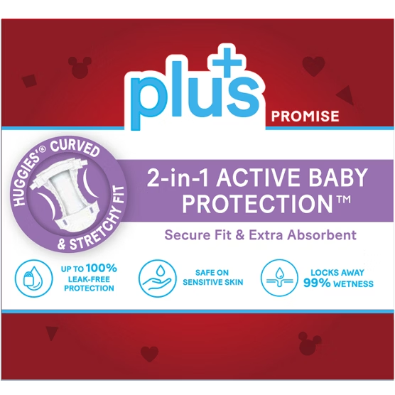 Huggies Plus Little Movers 2-in-1 active baby protection features