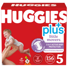 Huggies Plus Little Movers Size 5 156 count diaper box