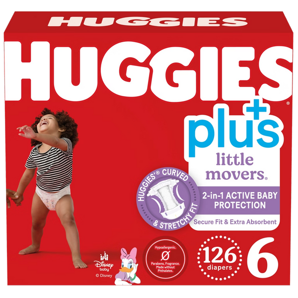 Huggies Plus Little Movers Size 6 126 count diaper box
