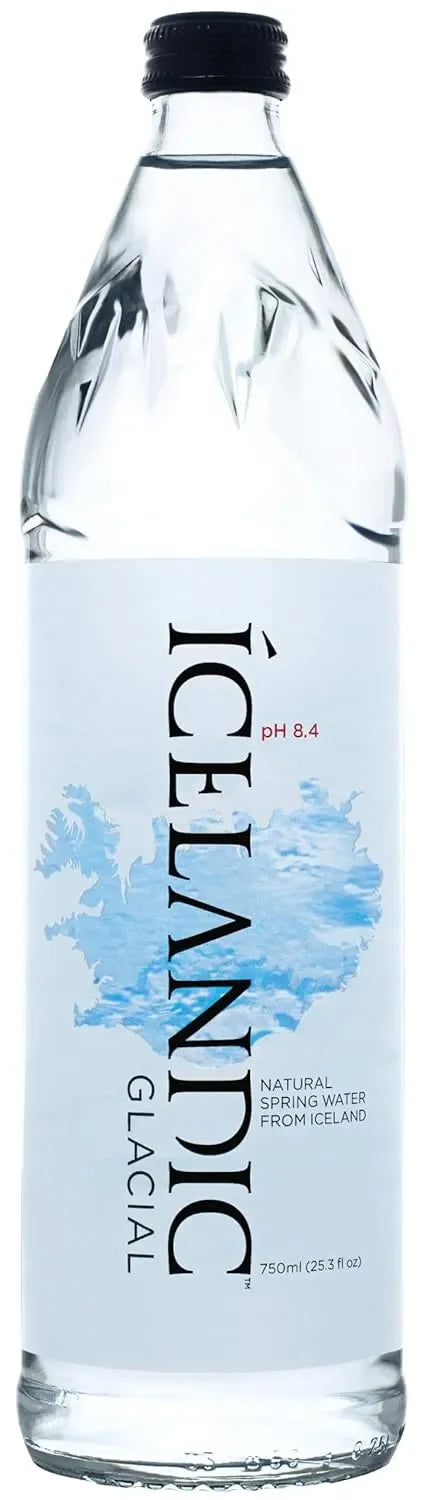 Icelandic Glacial natural spring water bottle, pH 8.4, 750ml, imported premium water for hydration