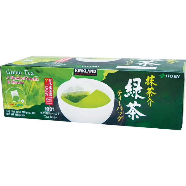 Kirkland Signature Green Tea Sencha & Matcha Blend, 100 Tea Bags, 5.29 oz