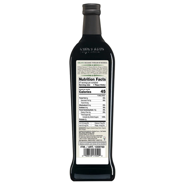 Kirkland Signature Organic Balsamic Vinegar of Modena 1L (33.8 fl oz) – USDA Organic, IGP Certified