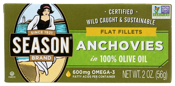 Anchois Season Brand, filets à plat, dans 100 % d'huile d'olive – 57 g