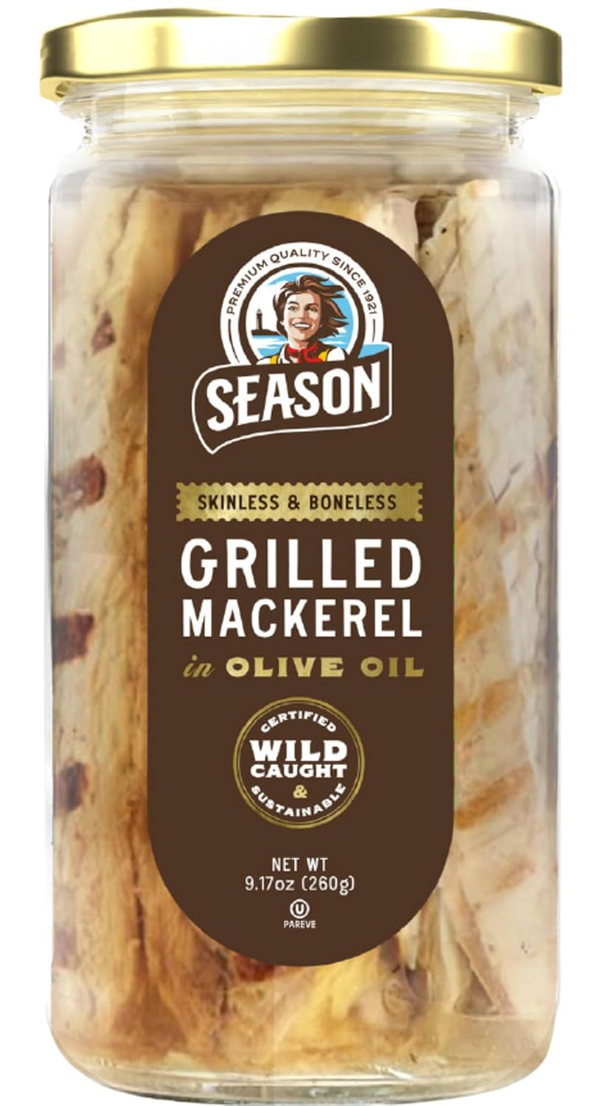 Maquereau grillé sans peau et sans arêtes Season Brand à l'huile d'olive – Bocal en verre de 260 g
