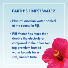 Fiji Water natural artesian bottled water with electrolytes, soft smooth taste, red hibiscus flower