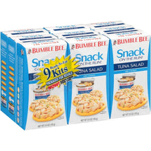 Multipack of Bumble Bee Snack on the Run tuna salad kits with crackers, ready-to-eat.