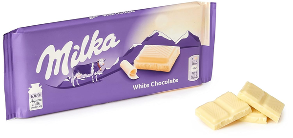 Milka White Chocolate Bar 100g | 100% Alpine Milk, Imported