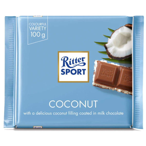Ritter Sport Chocolat au lait fourré crème noix de coco, 3.52 oz (100g)