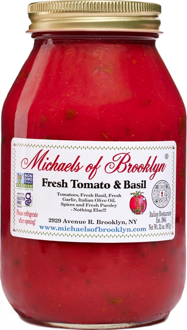 Michaels of Brooklyn Fresh Tomato & Basil Sauce 32 oz — Non-GMO, Gluten Free